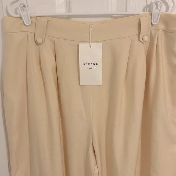Sezane Loulou Trousers In Creme NWT Size 46, US 14